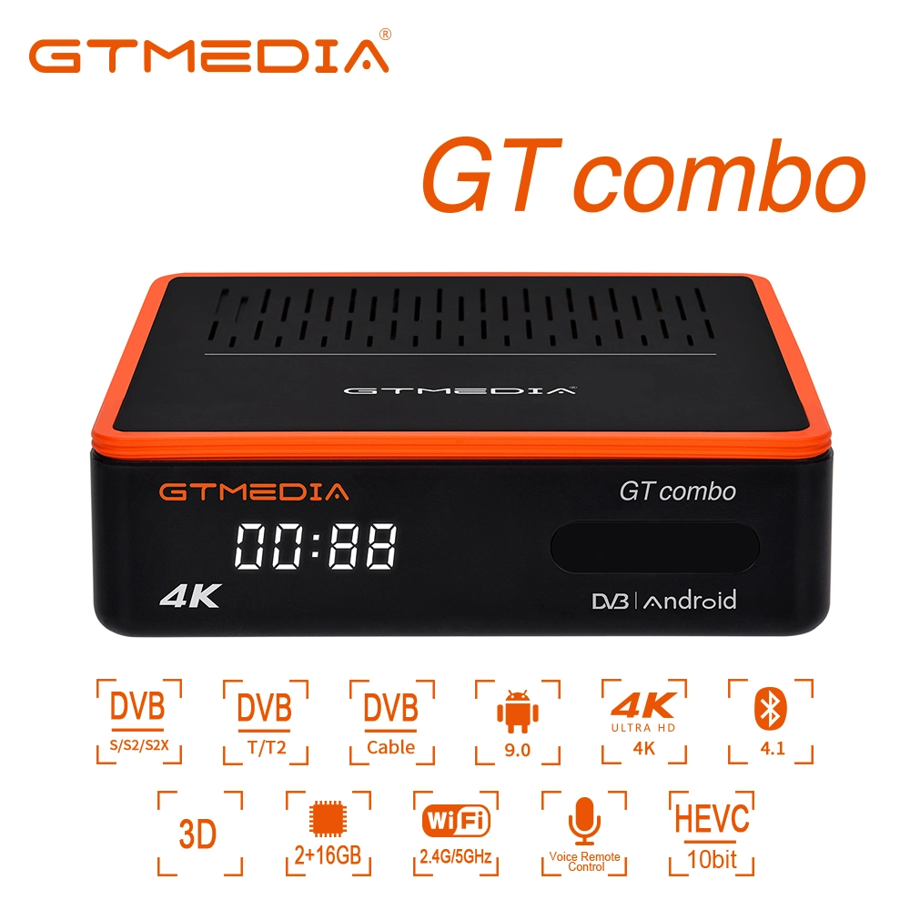 Gtmedia Gt Combo Digital Satellite Receiver Set Top TV Box Support Full Powervu