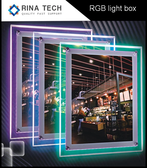 Frameless Advertising Single-Side Acrylic RGB LED Crystal Light Box Display