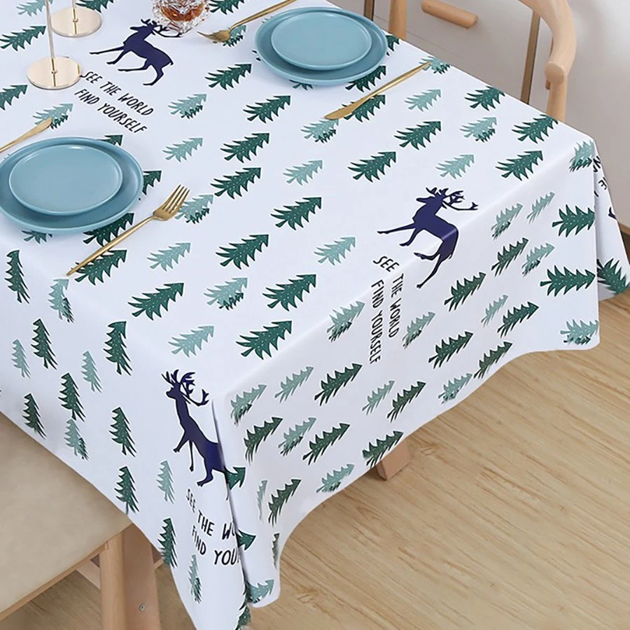 PVC Table Cloth, Waterproof Oilcloth Table Cover Wipe Clean Tablecloth Rectangle & Square Tablecloth Plastic for Kitchen, Dining, Party, Holiday, Christmas