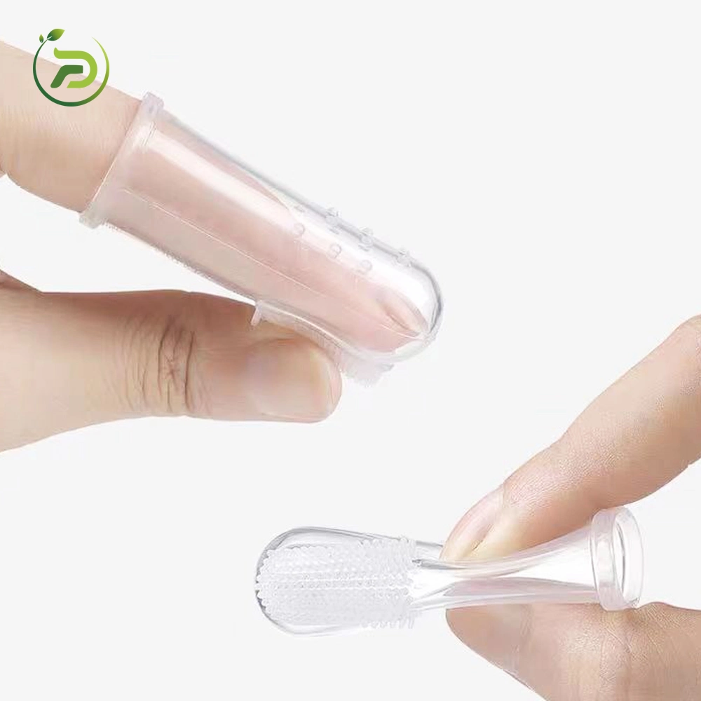 Ergonomic Design Soft Silicone Baby Finger Cover Toothbrush with Plastic Box Cleaning Teeth