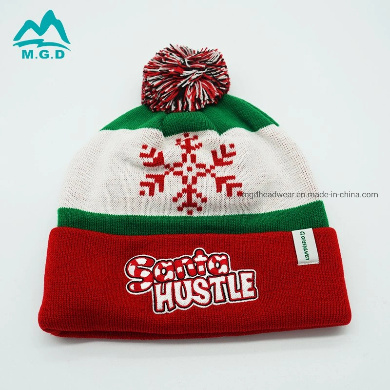 Flocon de neige noël tricoté POM POM Beanie Hat