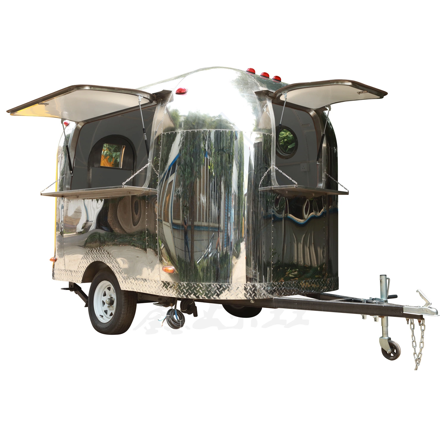 Mirror Stainless Steel Food Truck Customizable Mobile Food Truck