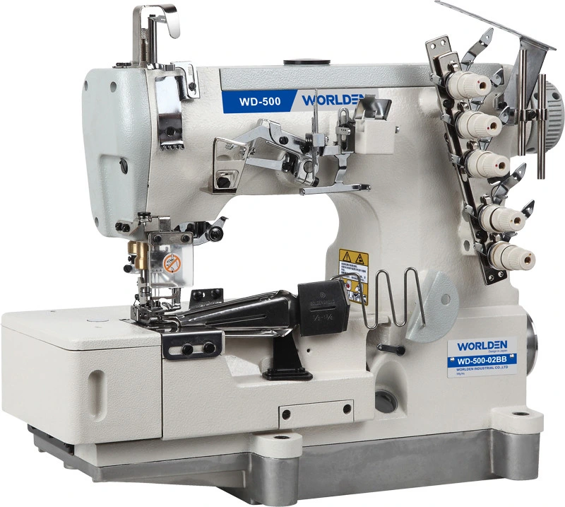 Worlden Wd-500-02bb High-Speed Flat Bed Direct Drive Interlock Sewing Machine with Tape Binding