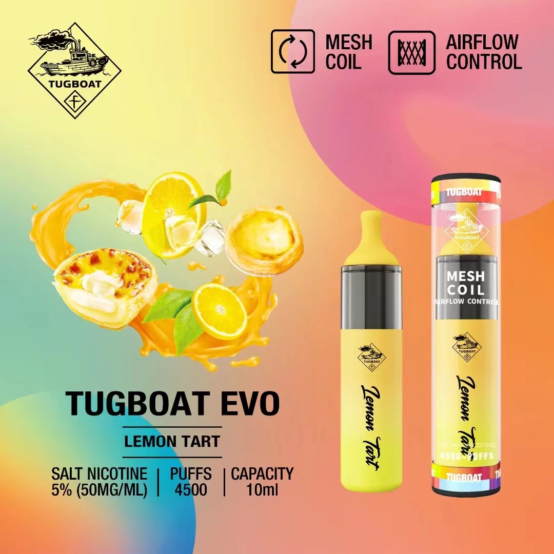 Personalisiere Tugboat Evo 4500 Puffs LED-Leuchten Akku-Stift Vape 850mAh Vaporizer 10ml vorgefülltes Gerät Geschmack