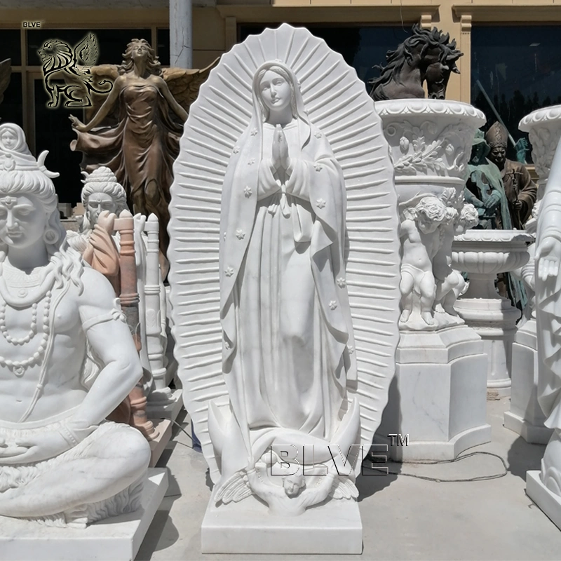 Life Size Outdoor Christian Catholic Church Natural White Marble Mother Virgin Mary Statue Supplier