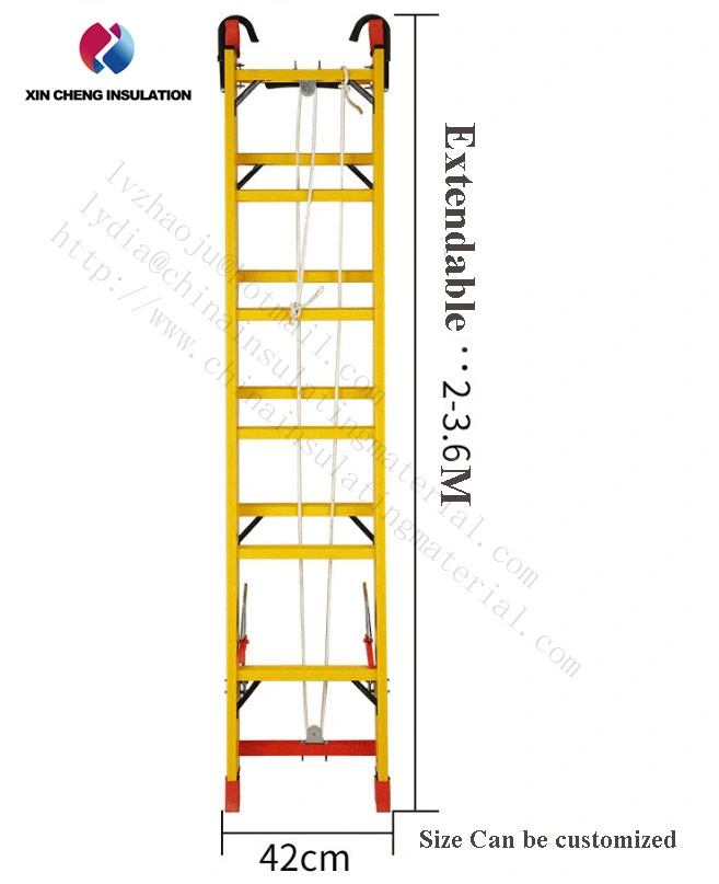 FRP Fiberglass Reinforced Plastic Insulating Extension Ladder with Aluminum Steps