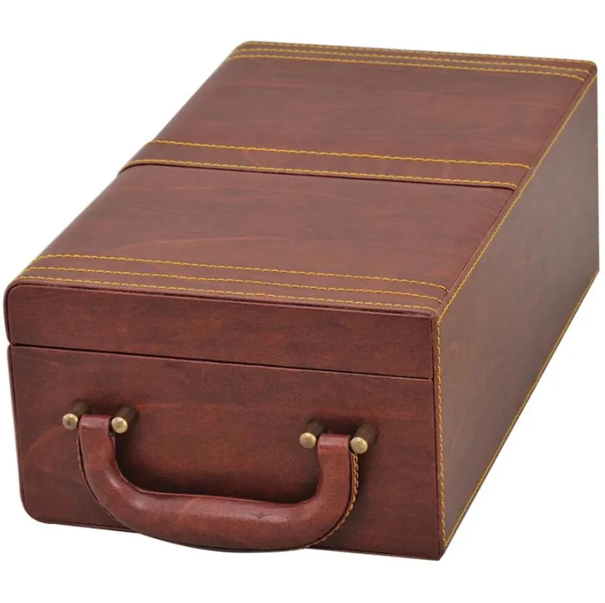 Hot Sale Two Bottles Leather Wine Box for Gift Packing