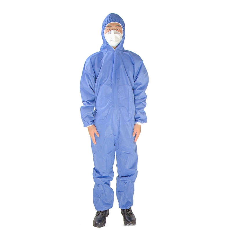 Disposable Blue PP/SMS Non Woven Protective Waterproof Type 5/6 Coverall