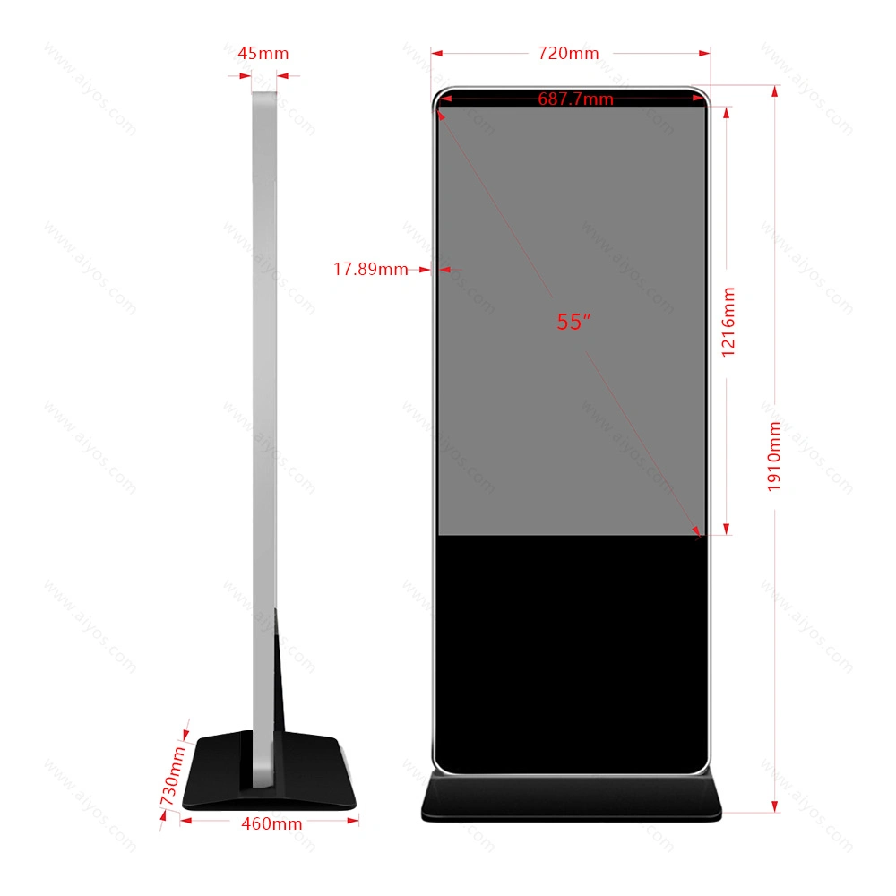 55inch Freestanding Digital Advertising LCD Display for Digital Lobby Signage