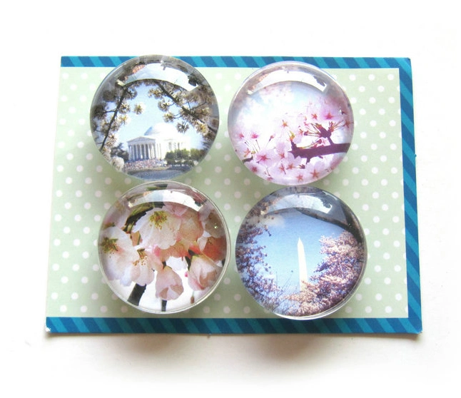 Customized Round Crystal Glass Fridge Magnets