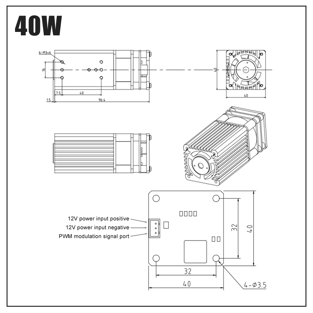 Mini Laser Engraving Machine Accessories with 40W Power for DIY Engraving