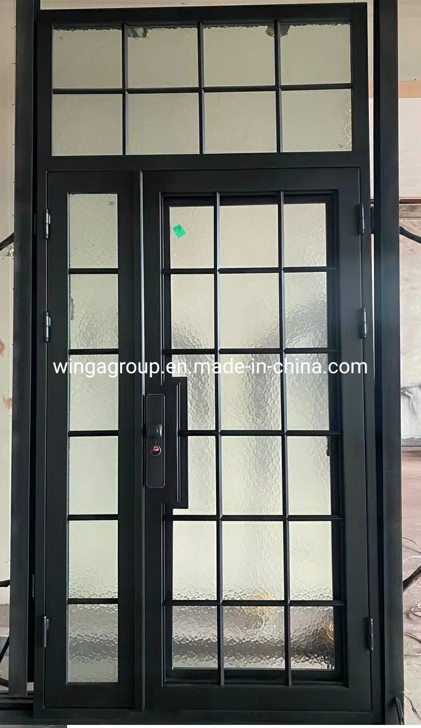 Interior Grid Wrought Iron Glass Door Security Steel Metal Gate