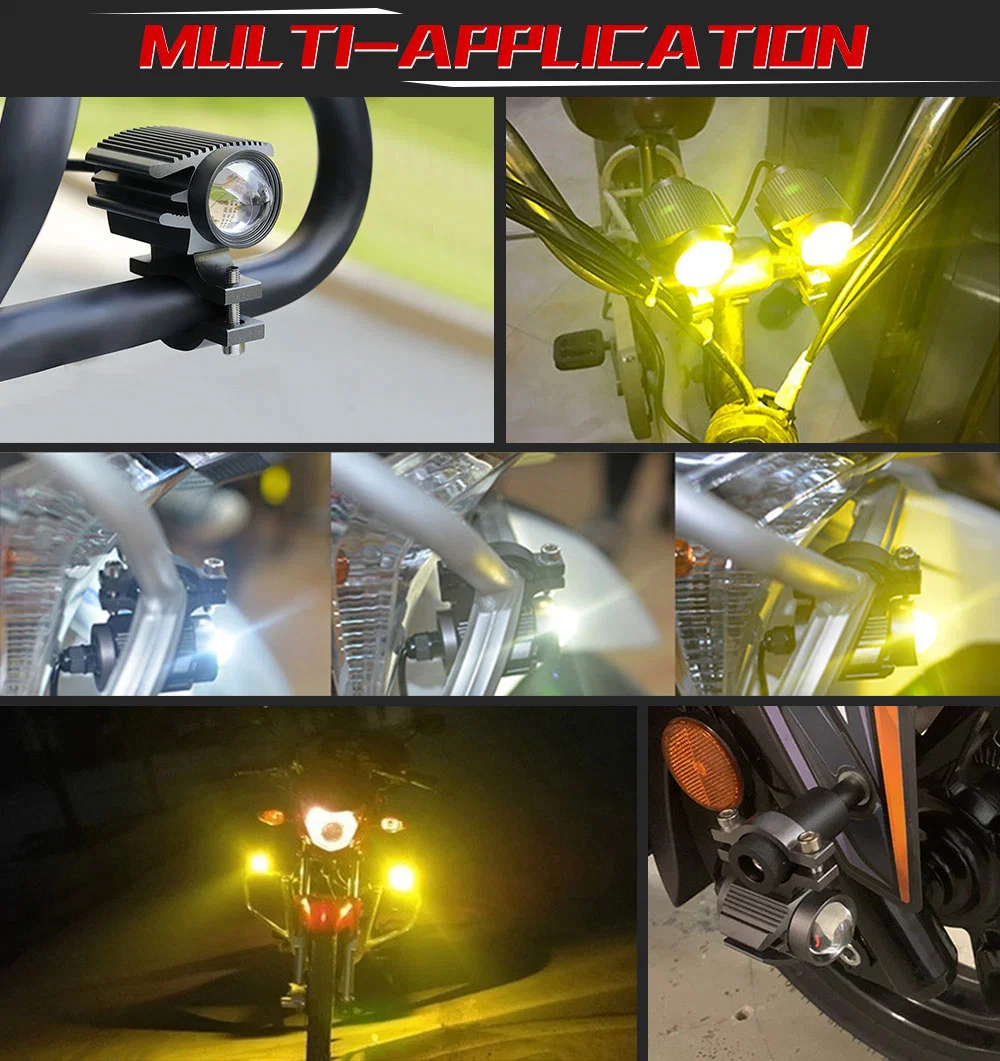 2 Inch Dual Colors Fog Lamp 12V 24V Fog Light High Low Beam Spot Mini LED Work Light for Motorcycle, off-Road