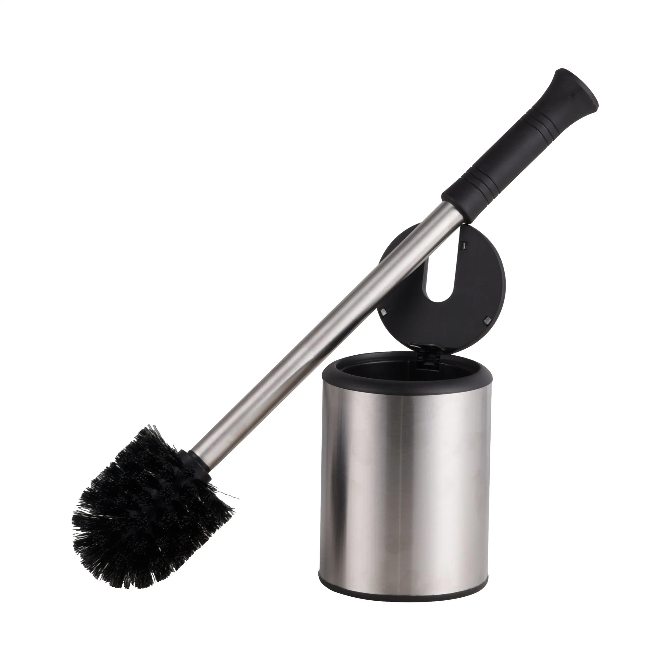 Stainless Steel Round Hotel Cleaning Toilet Brush Holder Set