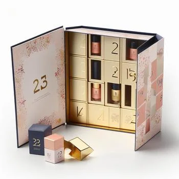 Custom Logo Paper Gift Advent Calendar Box Empty Cosmetic Box