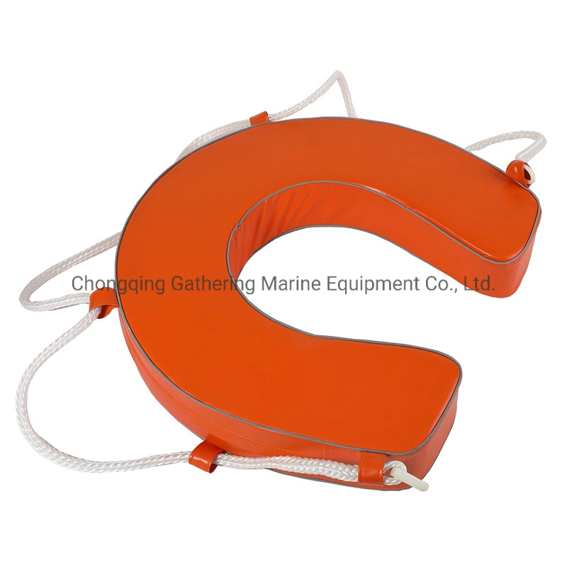 Marine Rescue PU Foam Orange Horseshoe Lifebuoy U-Shape Lifebuoys with Rope