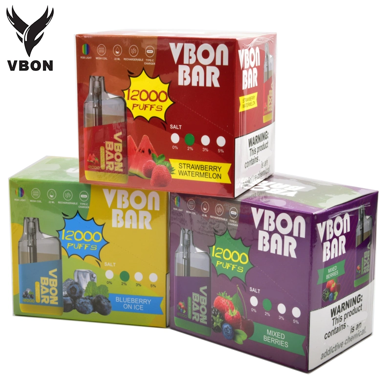 Vente à chaud Vbon 12K en stock en Italie E-CIG rechargeable VAPE Kit 12000 FAPE