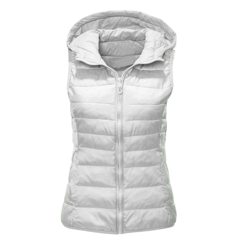 Mu Cross Border Women Warm Vest Hooded Cotton Jacket