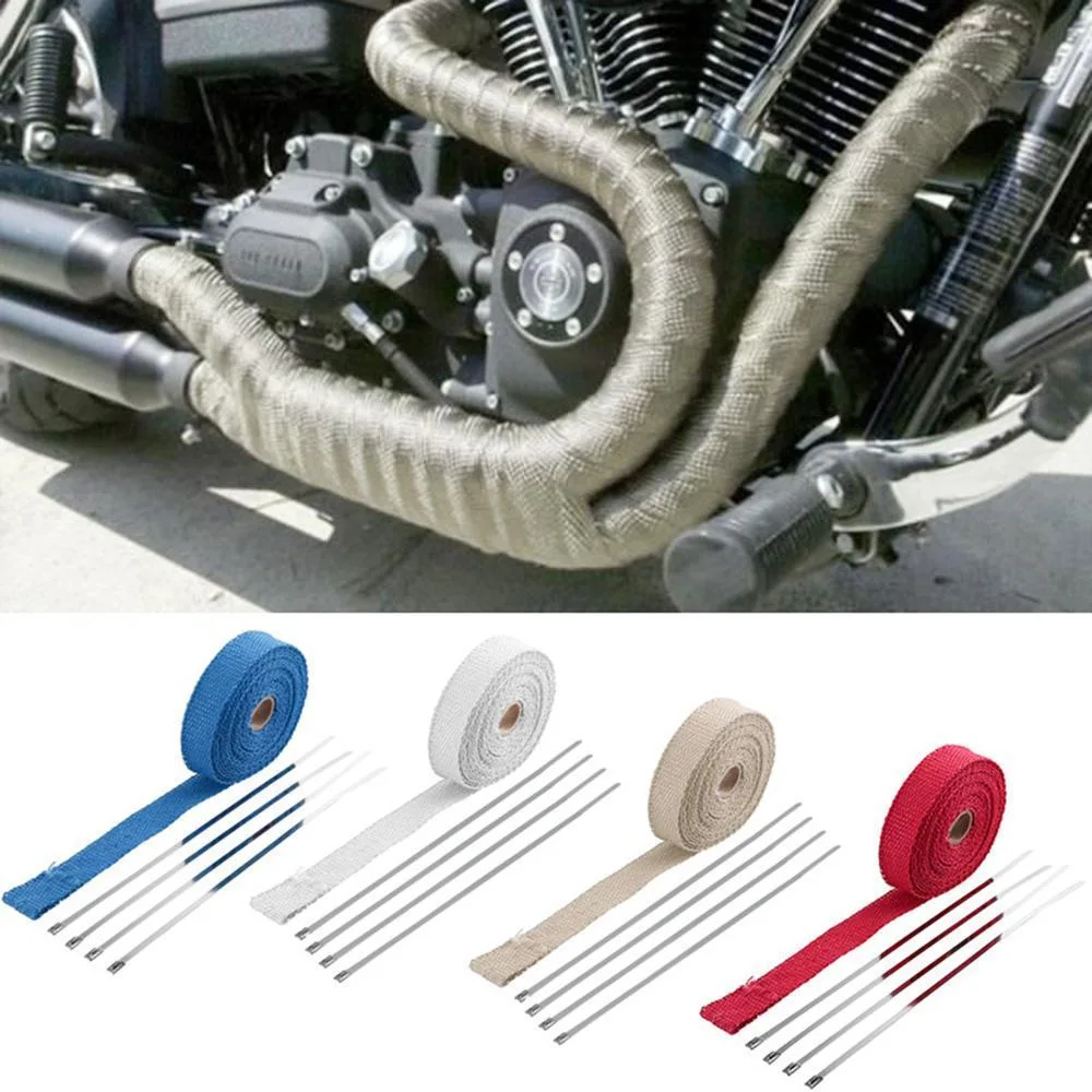 La chaleur d'enrubannage chiffon isolant ignifuge résistant pour moto voiture avec 4 attaches en acier inoxydable