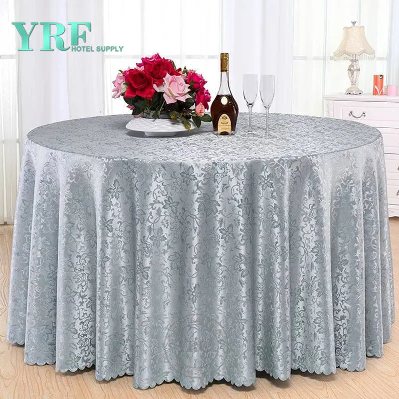 Yrf White Round Damask Fabric Painting Designs on Table Cloth