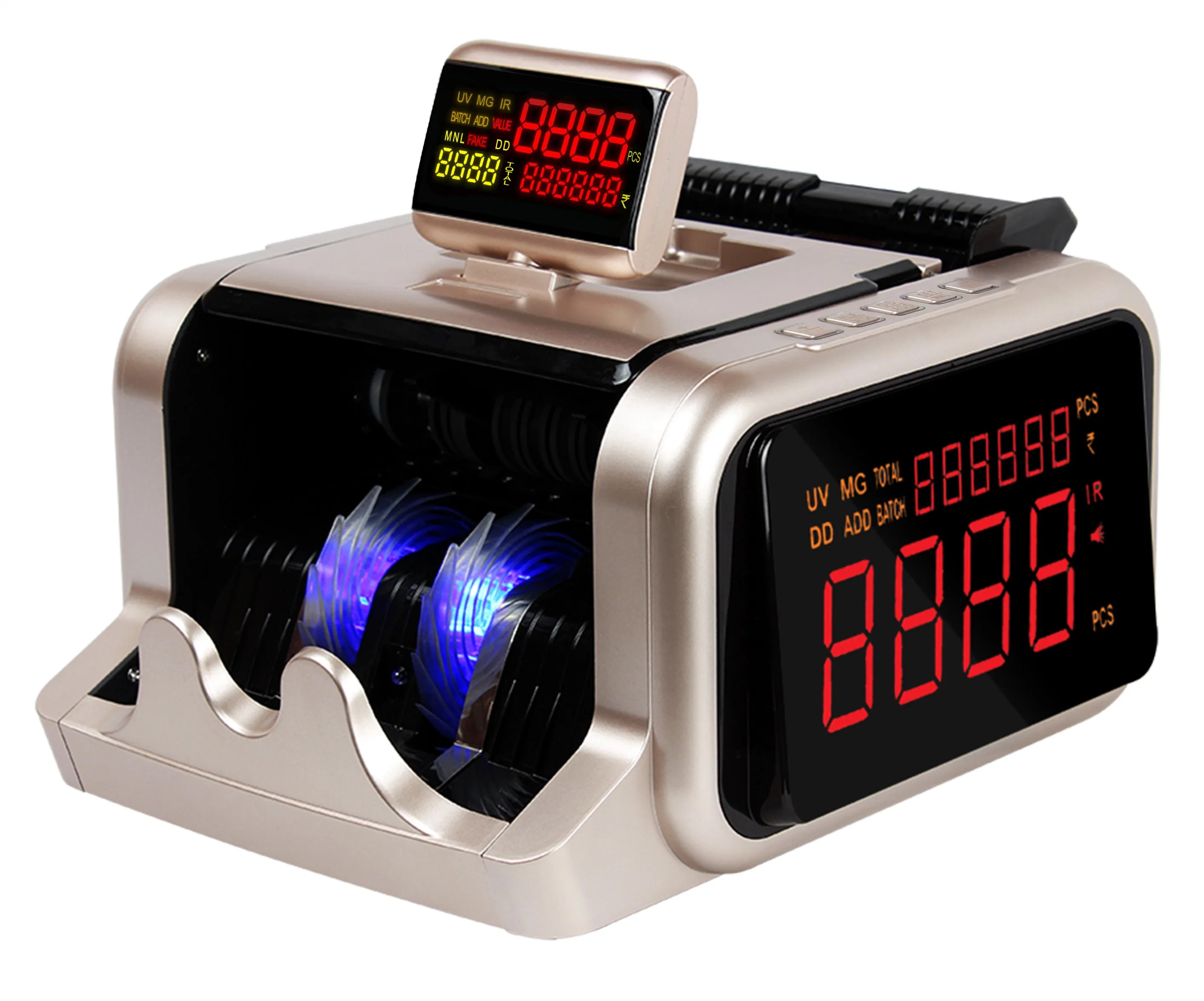 Al-2600 Money Counting Machine Fake Currency Detector Bill Counter with Large Side LED Display