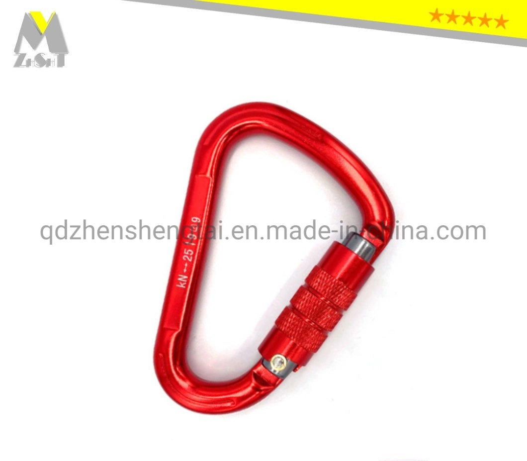 25kn Aviation Aluminum 7075 Automatic Lock D-Type Mountain Climbing Buckle