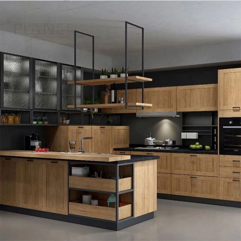 Factory Price Best Quality Modern Laminate Wood Grain Kitchen Storage Unit Wall Mounted Cabinet Wood Kitchen Shaker