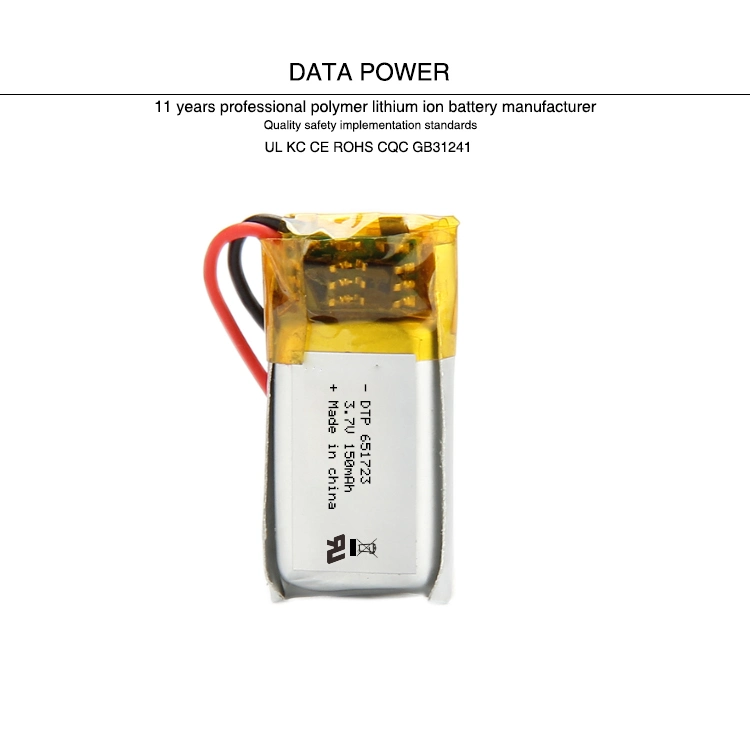 CE 651723 3.7V 150mAh Lipo Battery for Earphone Product