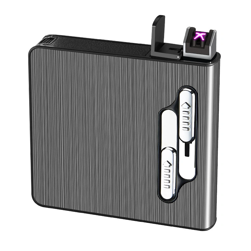 Creative Smoking Accessories Metal Luxury Windproof Dual Arc USB Rechargeable Electronic Lighter with Box