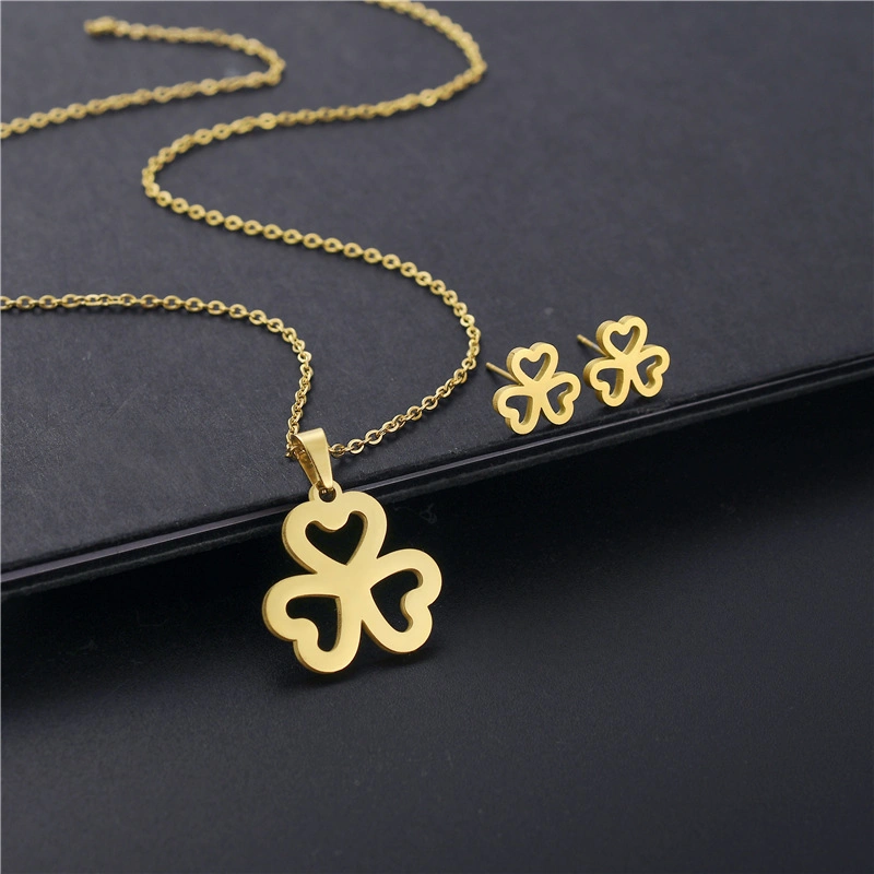 Manufacturer Custom Fashion Jewelry Non Tarnish Hypoallergenic 18K Gold Plated Stainless Steel Creative Necklace Sets Jewelry Sets