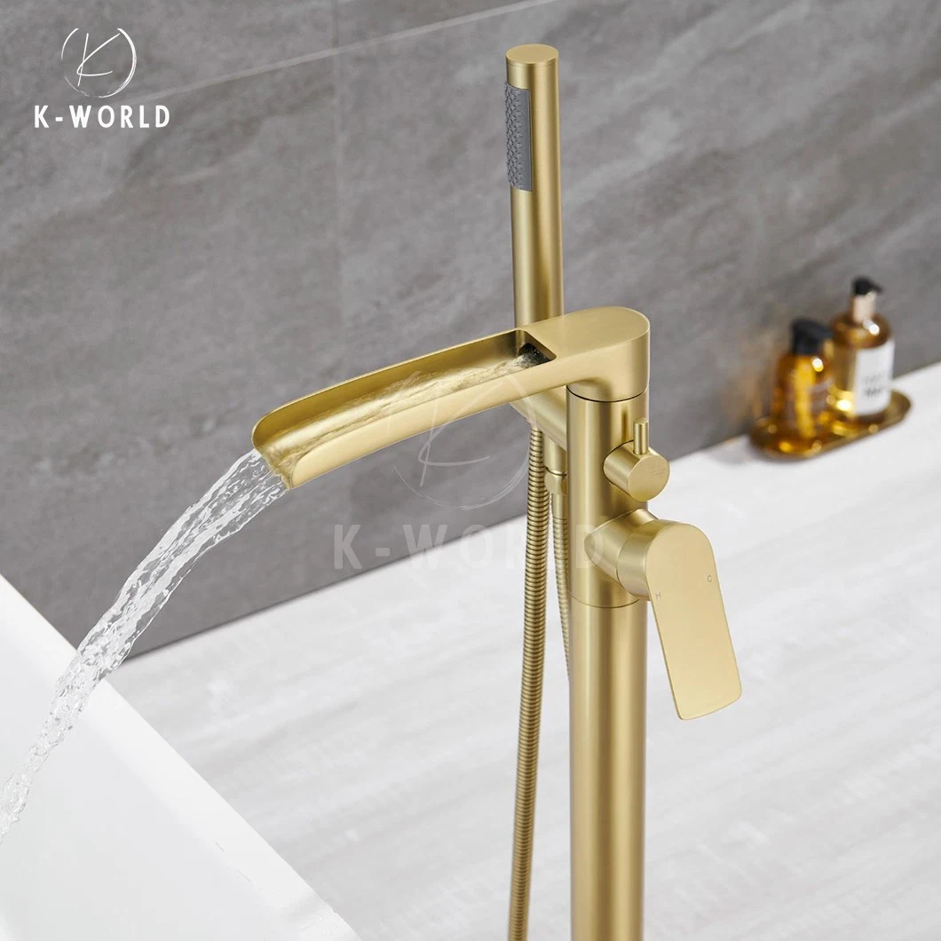 K-World Golden Color Bathroom Faucet Factory Wholesale Bronze Bathtub Faucet China High Efficiency Bathtub Mixer Tap