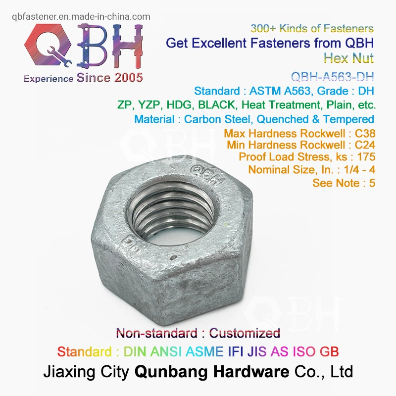 Qbh DIN931/DIN933 35CrMo Full Thread/Half Thread HDG Hex Bolt and Single Chamfered Nut Assemble