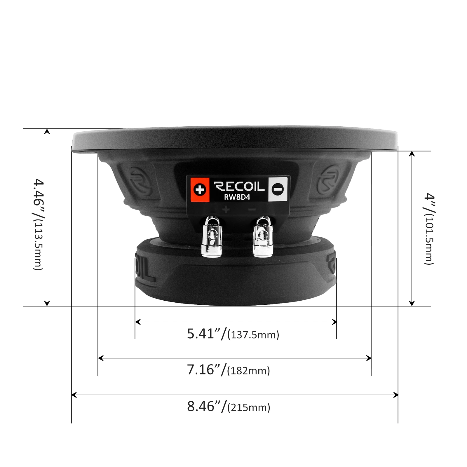 RW8d4 Echo Series 8 Inch 400 Watts Power Dual 4 Ohm Voice Coil, Car Subwoofer