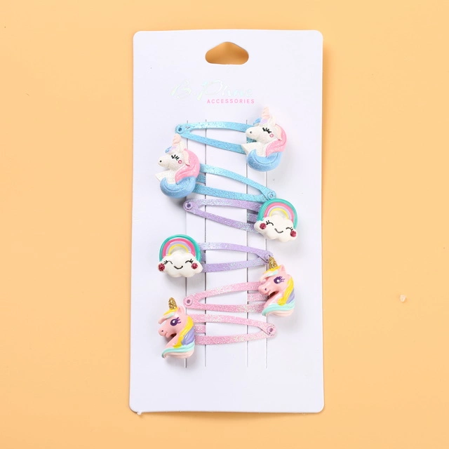 Mädchen Party Cute Baby Mädchen Haarzubehör Cartoon Einhorn Snap Haarclips Set BB Haarnadel Harz für Kinder