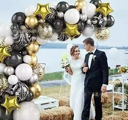 Cross-Border Black Gold Balloon Chain Birthday Party Balloon Set Wedding Graduation New Year Party Decoration Balloon Arch Kit