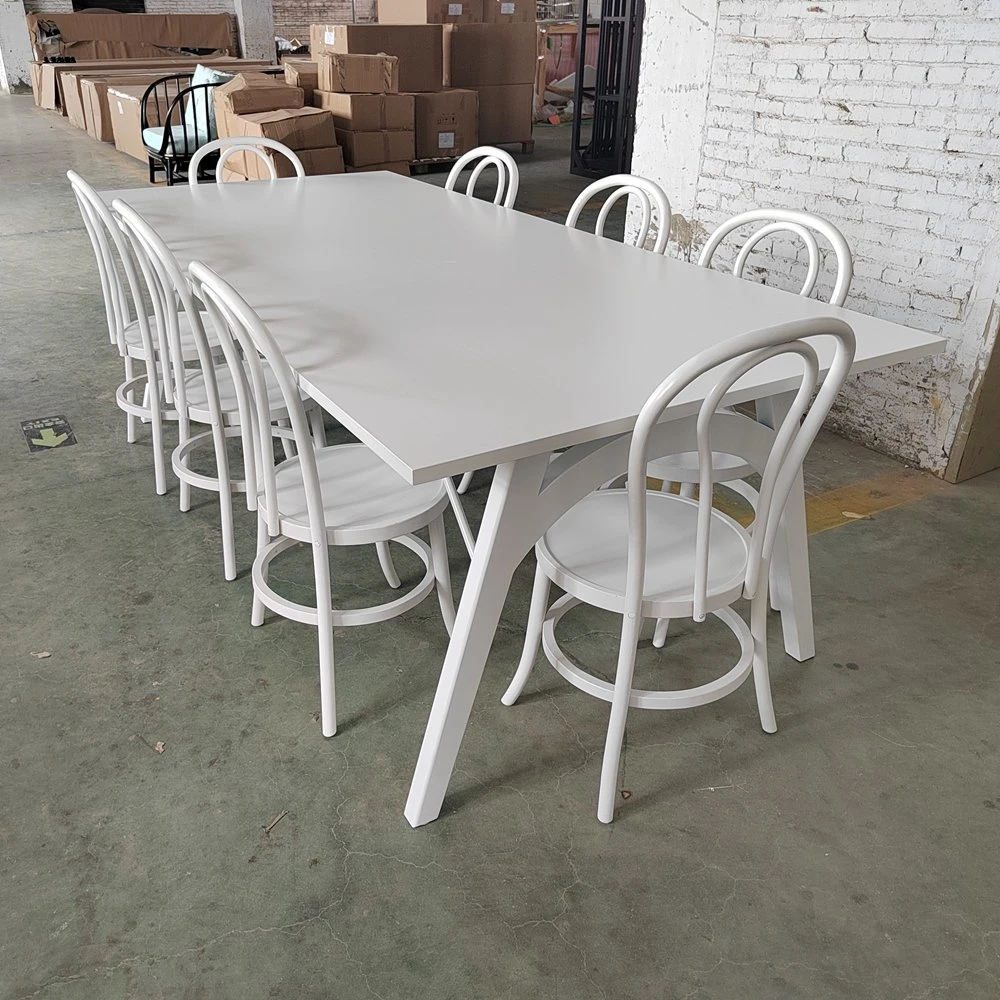 Good Quality Commercial Event Hire Furniture White Wood Rectangle Table Folding Event Rental Dining Table