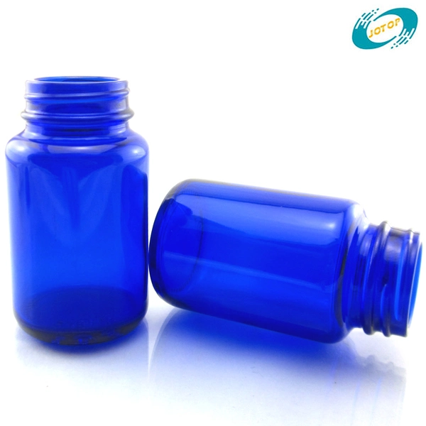 100ml Blue botellas de vidrio de boca ancha