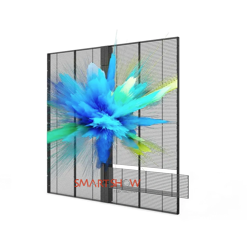 Outdoor LED Display Screen Building Window LED Transparent Screen P10.4-10.4 High Brightness High Clarity Glass LED Video Wall Stage Rental LED Screen