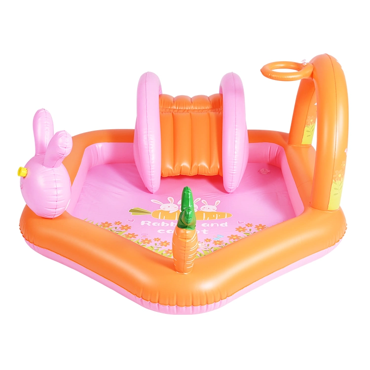 Centre de jeu pour enfants sur le thème du lapin avec toboggan aquatique et piscine gonflable personnalisée