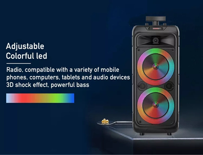 Zqs 8211 RGB Trolley Double 8 Inch Woofers 40W Bluetooth Speaker