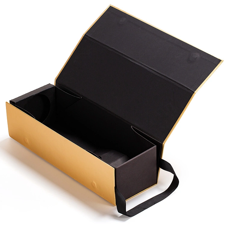 Foldable Wine Packaging Box Whiskey Champagne Folding Box with Handle Wholesale