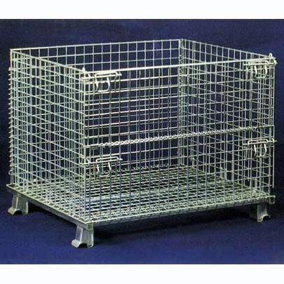 Folding Wire Mesh Container Stackable Storage Cage Metal Basket