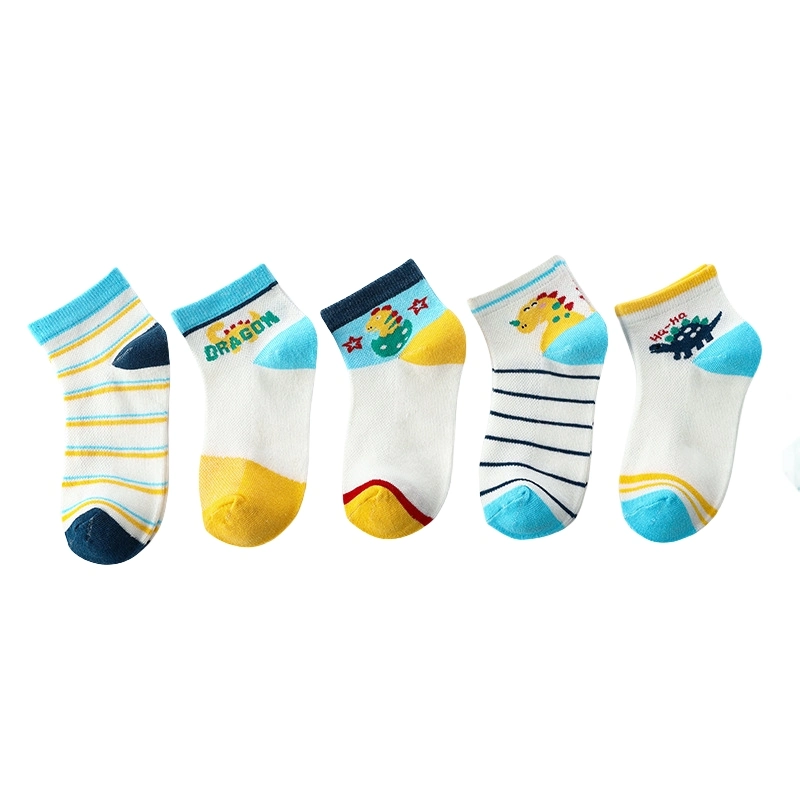 Anti Bacterial Breathable Skin-Friendly Kids Colorful Cotton Boys and Girls Trainer Low Cut Soft School Sock