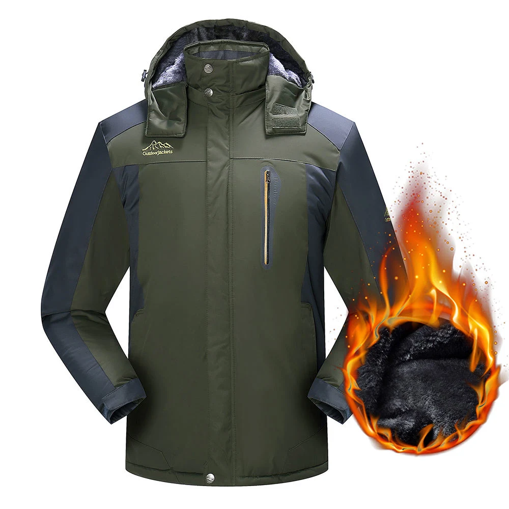 Men's Winter Outdoor Waterproof Plus Size Ski Jacket with Fleece Lining