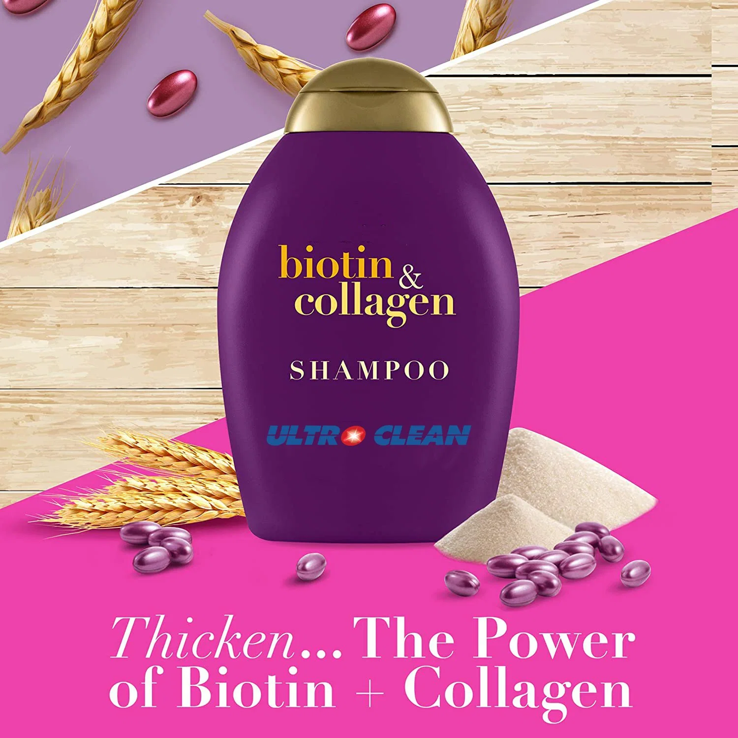 Shampooing bon marché sans sulfate, hydratant, anti-pelliculaire à la biotine et au collagène.