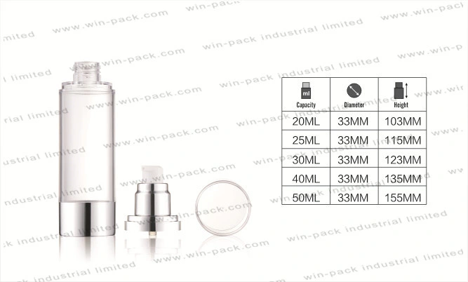 Heißer Verkauf Aluminium Boden kosmetische Airless Flasche Lotion Verpackung 15ml 30ml 50ml