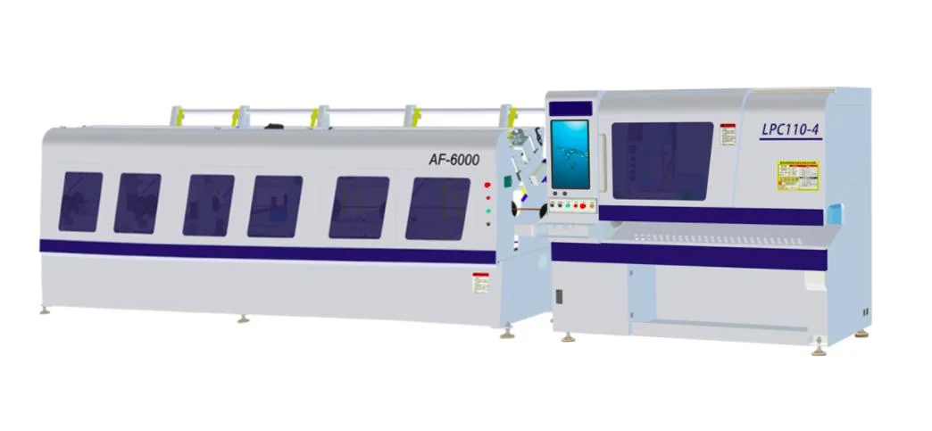 Machine de découpe de tuyaux au laser à fibre de haute puissance. Découpe au laser de tubes carrés et de tubes ronds avec des matériaux de tubes métalliques pour tubes en acier inoxydable, en fer et en acier au carbone.