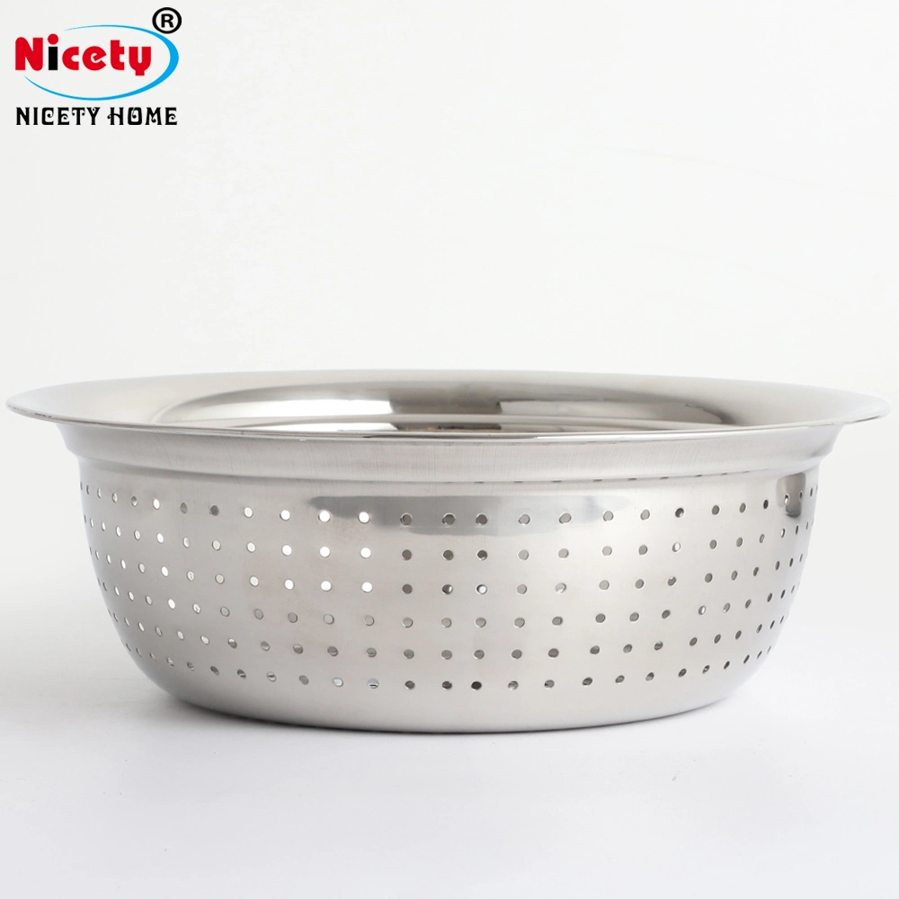 Large Capacity Kitchen Supply Food Bowl Stainless Steel Strainer Colander Seasoning Tank