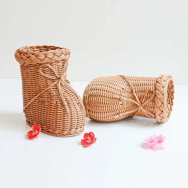 Creative Shoes Shape Flower Storage Home Decorate Plastic Rattan Basket