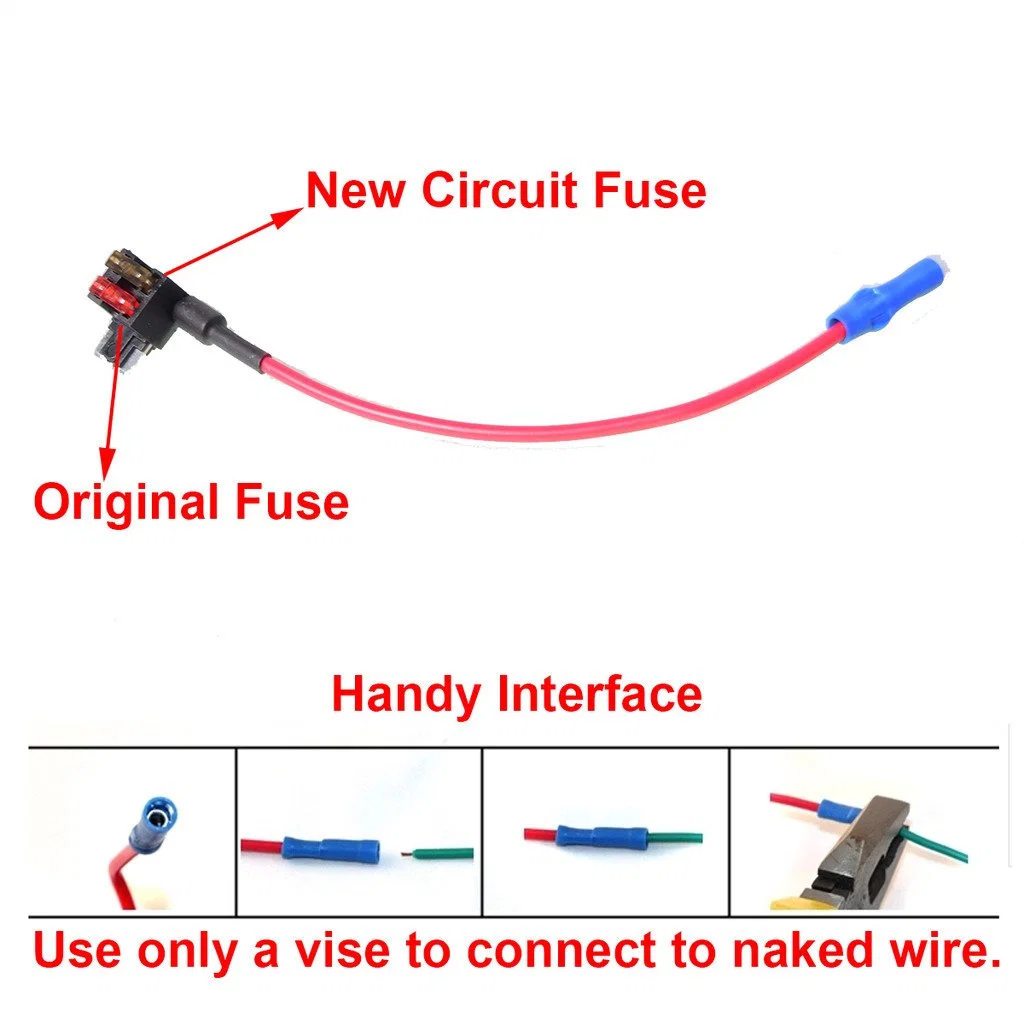 Car Motor Add Circuit Blade Style Fuse Adapter Cable Add-a-Circuit Fuse Holder Aps Att Low Profile ATM Lp Fusetap Tap